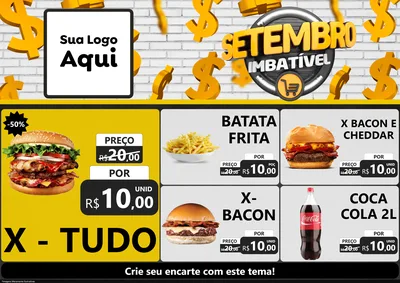 Modelo de Encarte para Encarte A4 Horizontal com o tema Setembro Imbatível para Hamburgueria