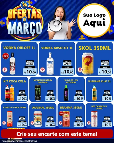 Modelo de Rede Social para Feed Instagram com o tema Ofertas de Março para Distribuidora de bebidas