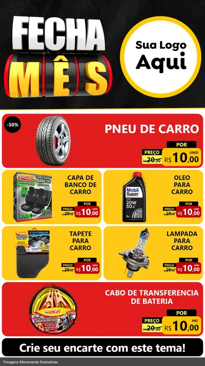 Modelo de TV para TV Vertical com o tema Fecha Mês para Auto peças
