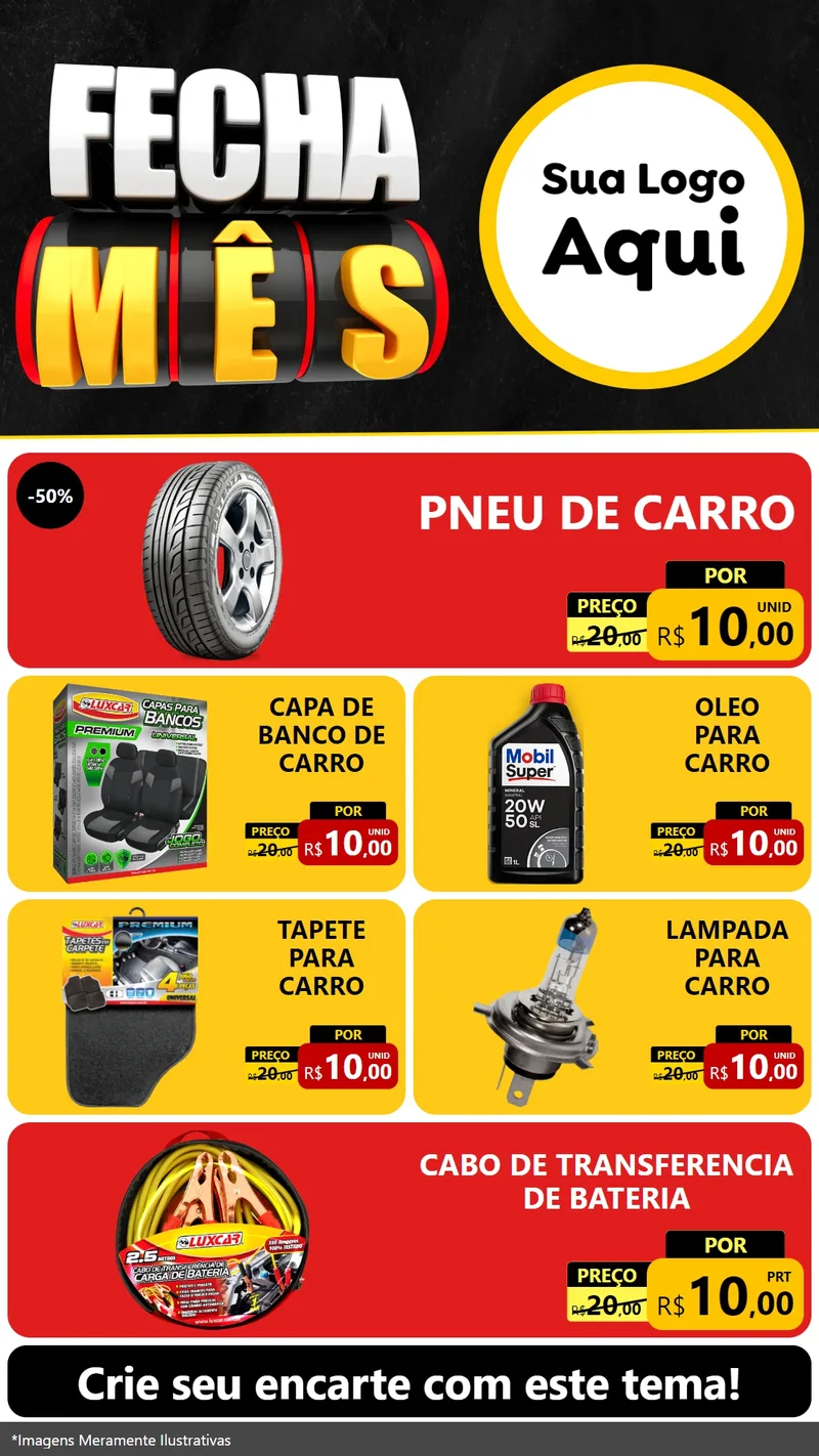 Modelo de TV para TV Vertical com o tema Fecha Mês para Auto peças