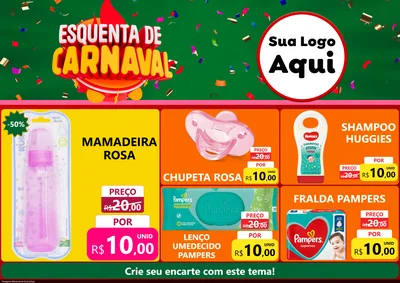 Modelo de Encarte para Encarte A4 Horizontal com o tema Esquenta de Carnaval para Bebês