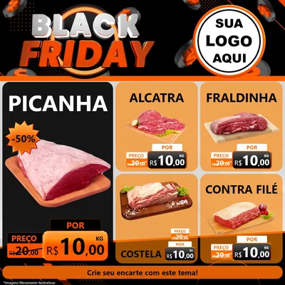 Modelo de Rede Social para Feed Facebook com o tema Black Friday para Açougue
