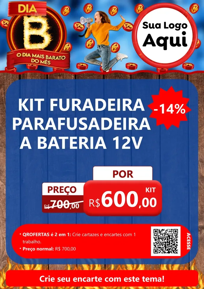 Modelo de Cartaz para Cartaz A4 Vertical com o tema Dia B - O Dia Mais Barato Do Mês para Maquinas e Ferramentas