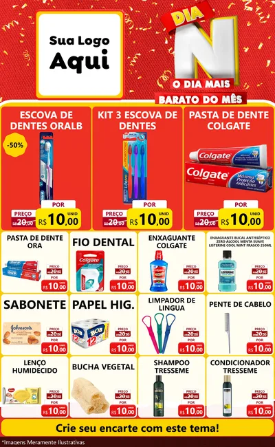 Modelo de Encarte para Encarte Grande com o tema Dia N o Dia Mais Barato do Mês para Higiene Pessoal