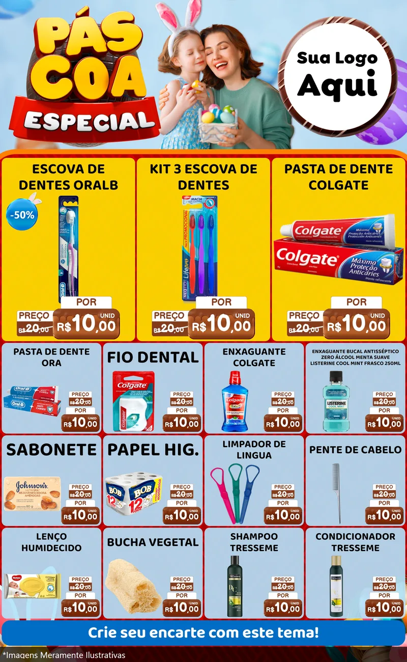 Modelo de Encarte para Encarte Grande com o tema Páscoa Especial para Higiene Pessoal