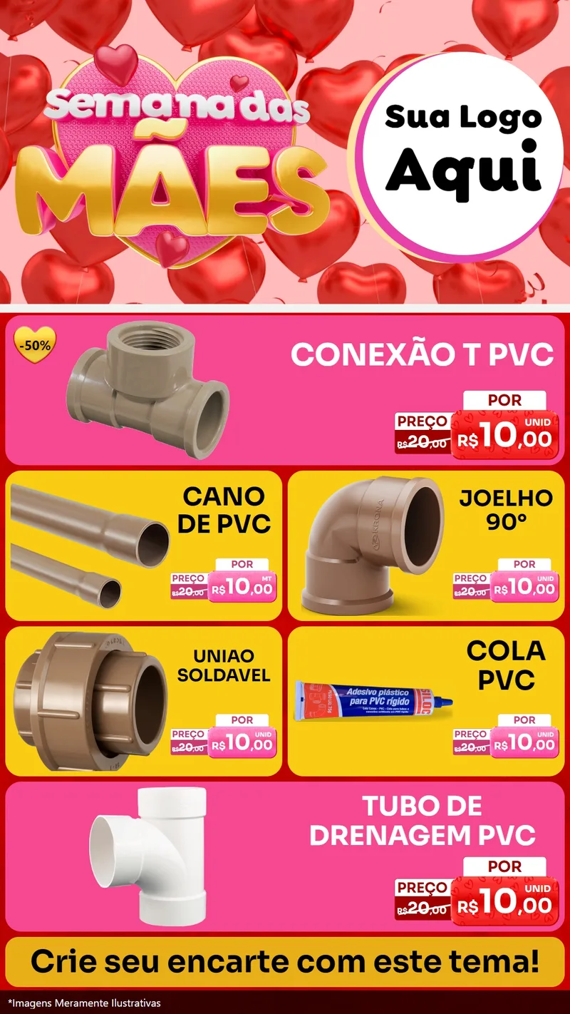 Modelo de TV para TV Vertical com o tema Semana Das Mães para Tubos e conexões