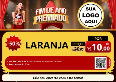 Modelo de Cartaz para Cartaz A4 Horizontal com o tema Fim de Ano Premiado para Hortifrúti