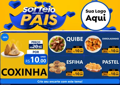 Modelo de Encarte para Encarte A4 Horizontal com o tema Sorteio Dia dos Pais para Salgadaria