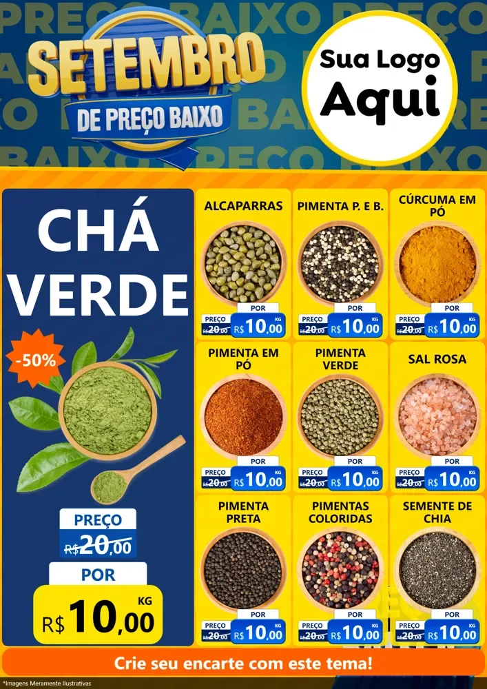 Modelo de Encarte para Encarte A4 Vertical com o tema Setembro De Preço Baixo para Produtos Naturais