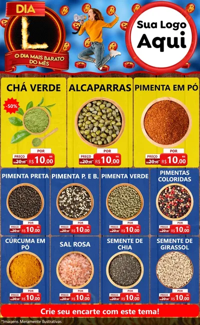 Modelo de Encarte para Encarte Grande com o tema Dia L - O Dia Mais Barato Do Mês para Produtos Naturais