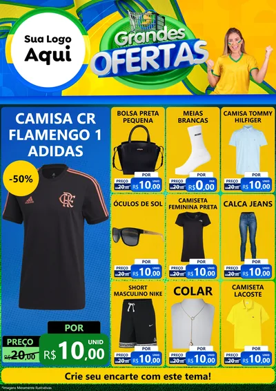 Modelo de Encarte para Encarte A4 Vertical com o tema Grandes Ofertas para Roupas e acessórios