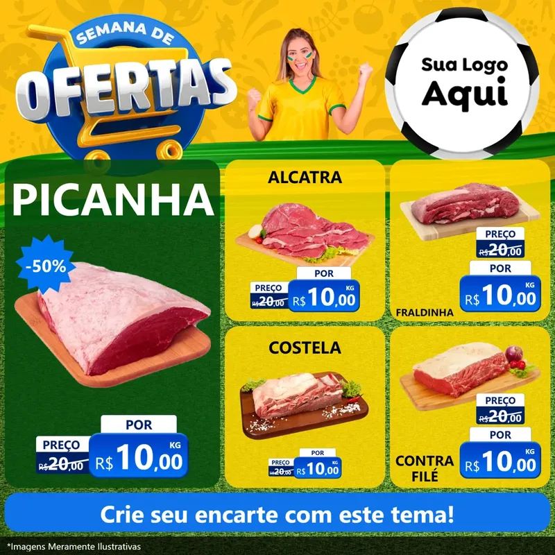 Modelo de Rede Social para Feed Facebook com o tema Semana de Ofertas - Copa para Açougue