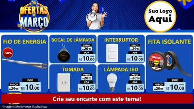 Modelo de TV para TV Horizontal com o tema Ofertas de Março para Materiais Elétricos