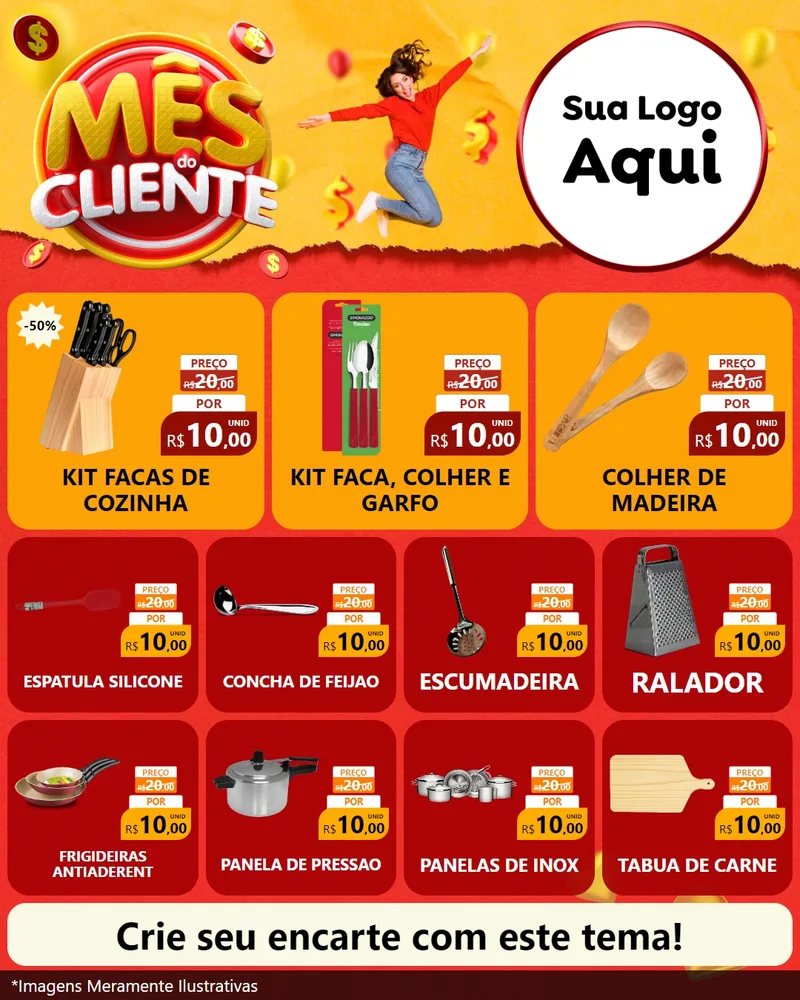 Modelo de Rede Social para Feed Instagram com o tema Mês do Cliente para Utilidades Domésticas