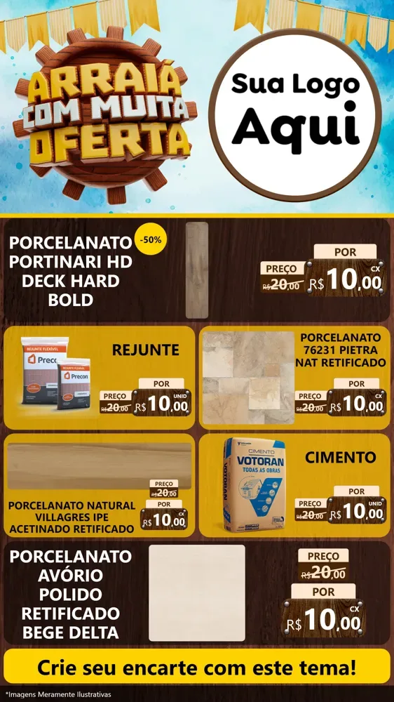 Modelo de TV para TV Vertical com o tema Ofertas de São João - Junina para Pisos e revestimentos