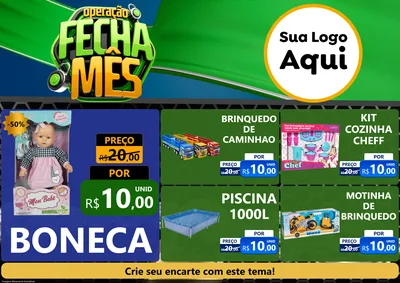 Modelo de Encarte para Encarte A4 Horizontal com o tema Operação Fecha Mês para Brinquedos
