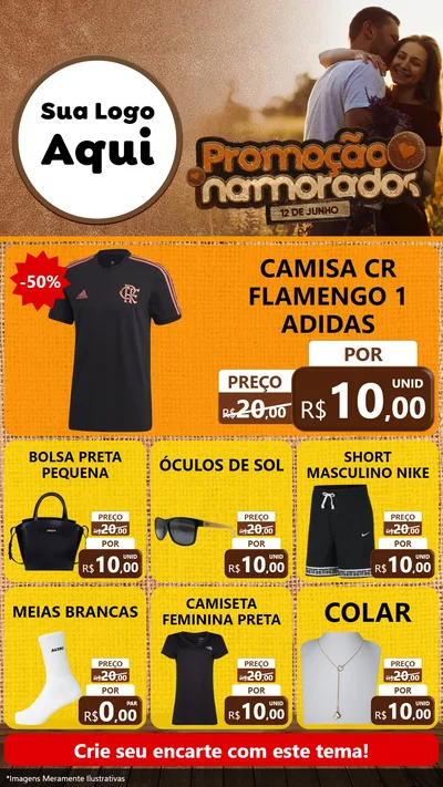 Modelo de Rede Social para Stories com o tema Promoção Namorados para Roupas e acessórios