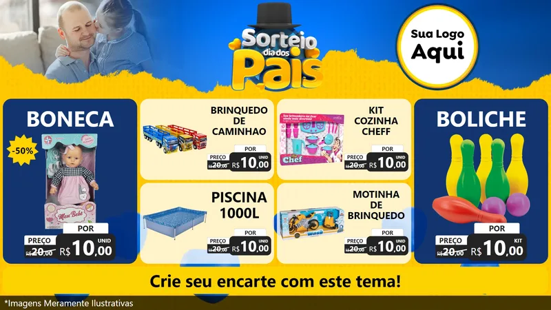 Modelo de TV para TV Horizontal com o tema Sorteio Dia Dos Pais para Brinquedos