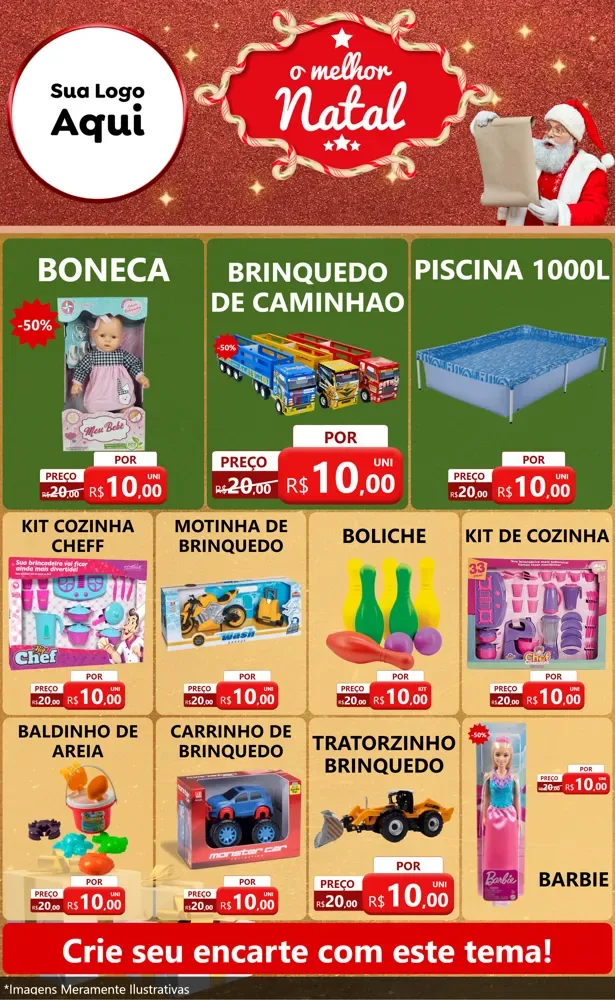 Modelo de Encarte para Encarte Grande com o tema O Melhor Natal para Brinquedos