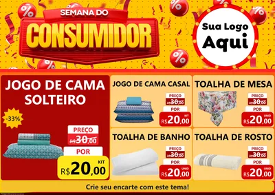 Modelo de Encarte para Encarte A4 Horizontal com o tema Semana do Consumidor para Cama, Mesa e Banho