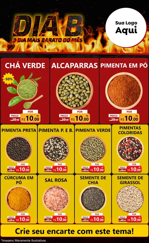 Modelo de Encarte para Encarte Grande com o tema Dia B para Produtos Naturais