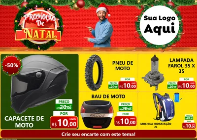 Modelo de Encarte para Encarte A4 Horizontal com o tema Promoção de Natal para Moto peças