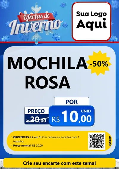Modelo de Cartaz para Cartaz A4 Vertical com o tema Ofertas de Inverno para Papelaria