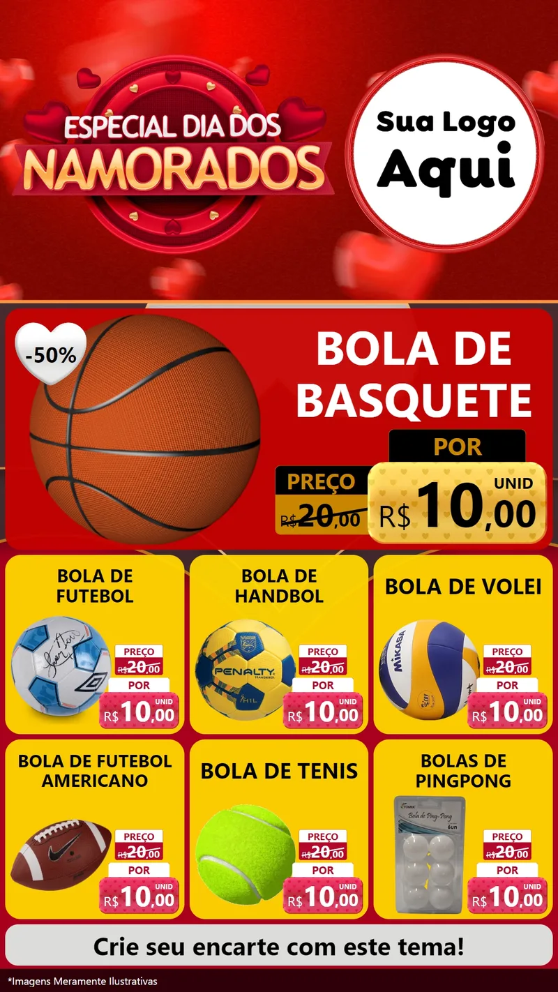 Modelo de Rede Social para Stories com o tema Especial Dia Dos Namorados para Artigos Esportivos