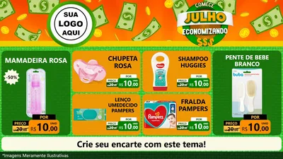 Modelo de TV para TV Horizontal com o tema Comece Julho Economizando para Bebês
