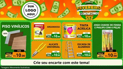 Modelo de TV para TV Horizontal com o tema Comece Fevereiro Economizando para Material para Construção