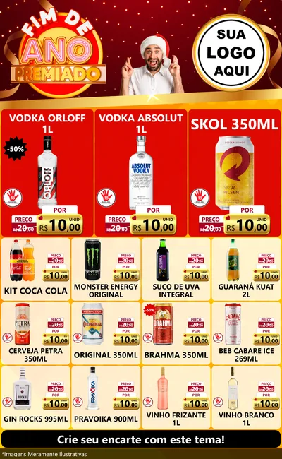Modelo de Encarte para Encarte Grande com o tema Fim de Ano Premiado para Distribuidora de bebidas