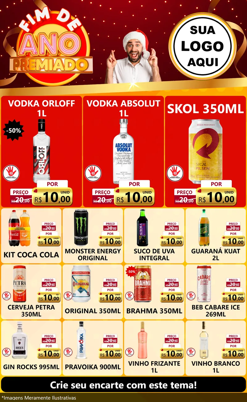 Modelo de Encarte para Encarte Grande com o tema Fim de Ano Premiado para Distribuidora de bebidas