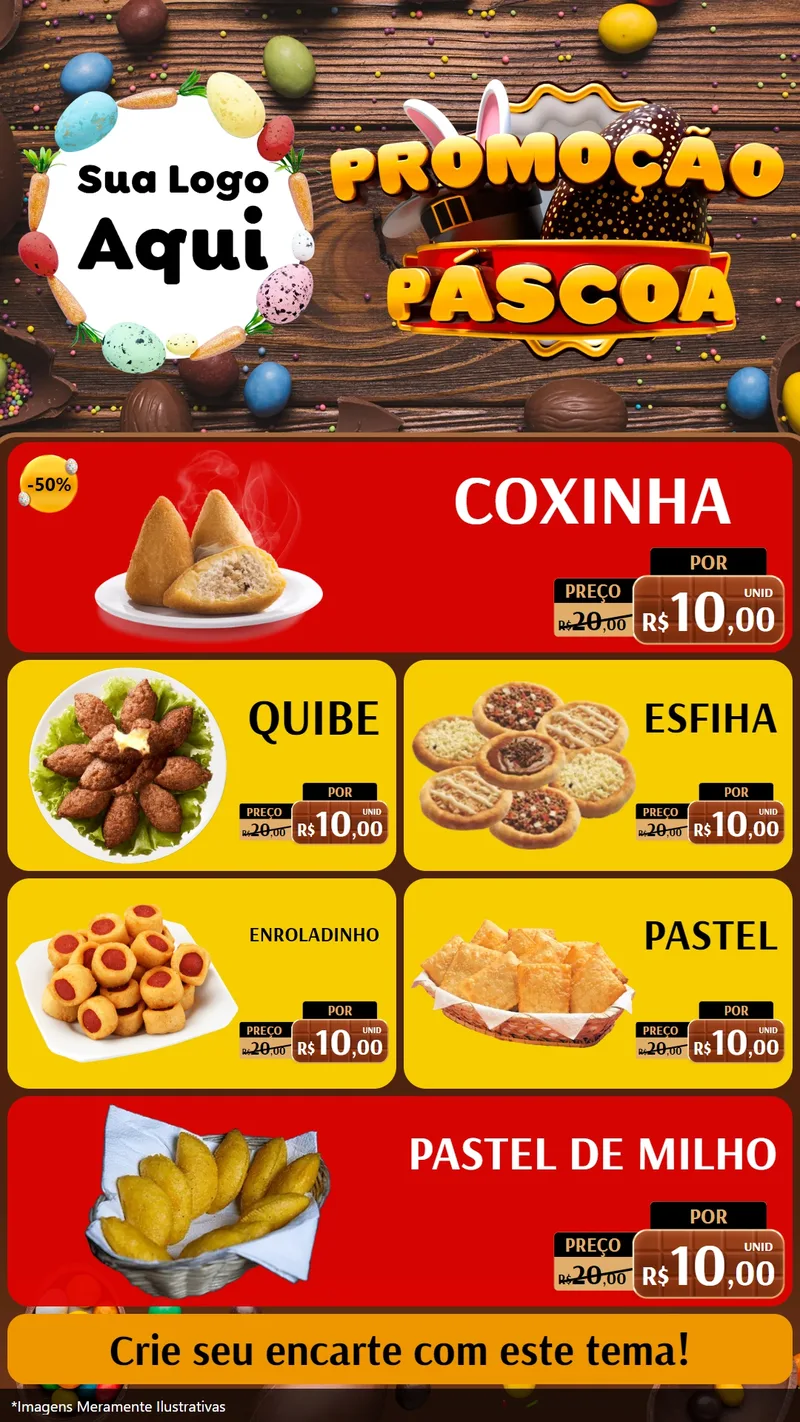 Modelo de TV para TV Vertical com o tema Promoção Páscoa para Salgadaria
