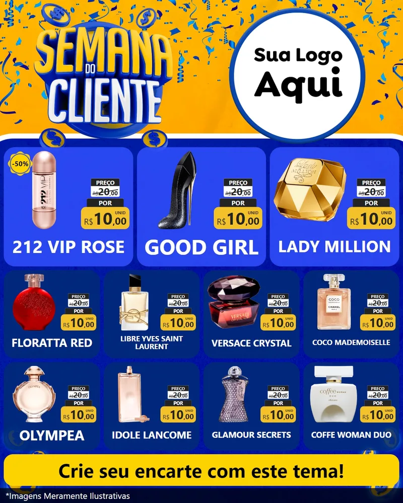 Modelo de Rede Social para Feed Instagram com o tema Semana do Cliente para Perfumes