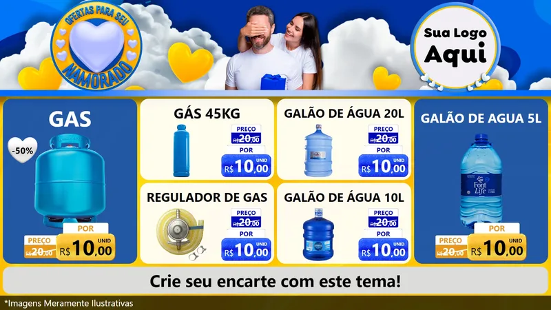 Modelo de TV para TV Horizontal com o tema Ofertas Para Seu Namorado para Água e gás