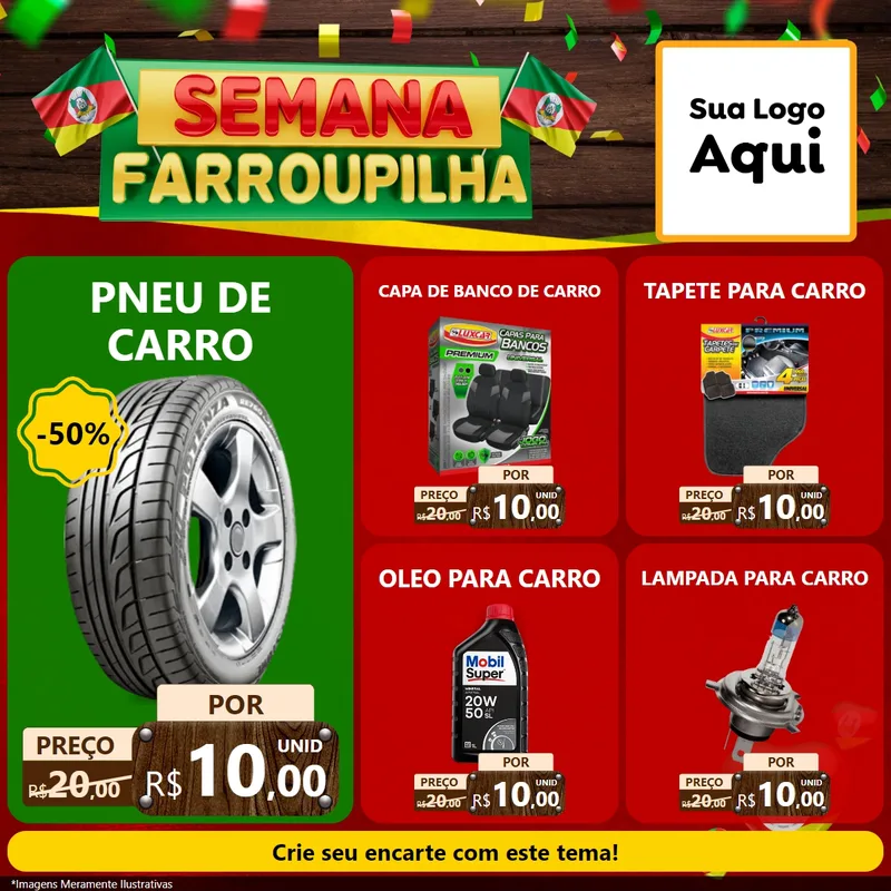 Modelo de Rede Social para Feed Facebook com o tema Semana Farroupilha para Auto peças