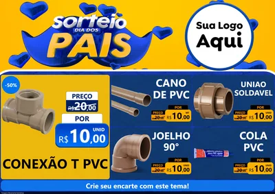 Modelo de Encarte para Encarte A4 Horizontal com o tema Sorteio Dia dos Pais para Tubos e conexões