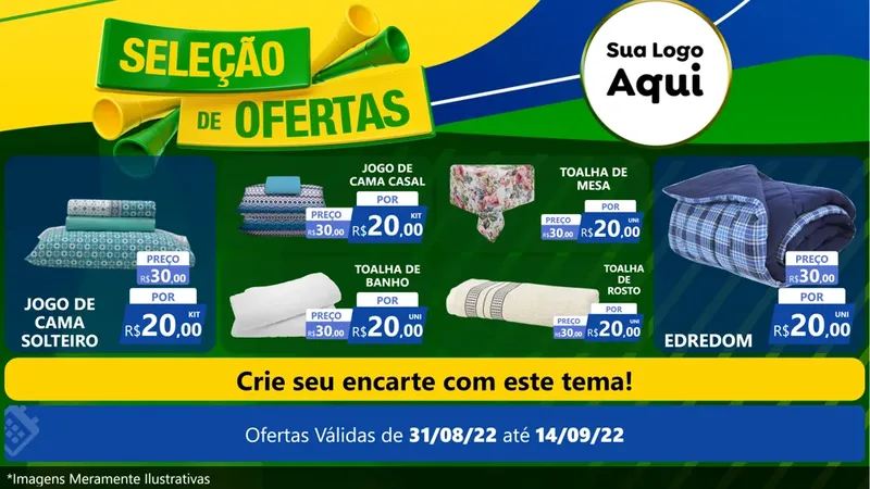 Modelo de TV para TV Horizontal com o tema Seleção de Ofertas - Copa para Cama, Mesa e Banho