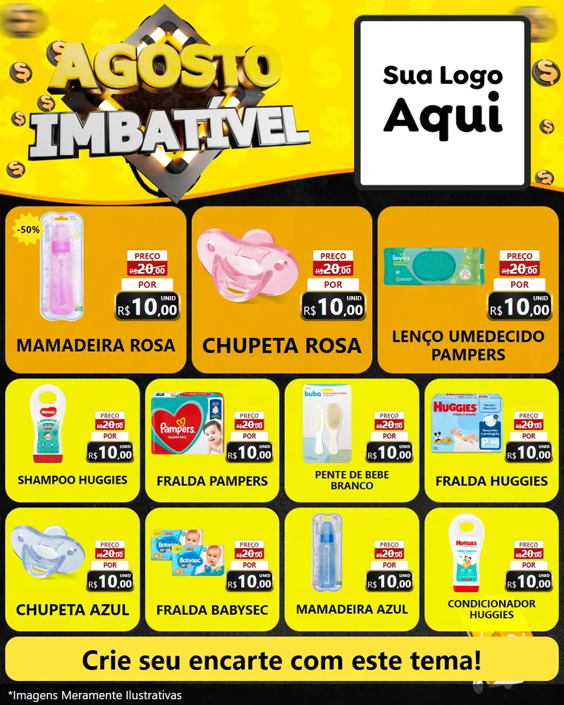 Modelo de Rede Social para Feed Instagram com o tema Agosto Imbatível para Bebês