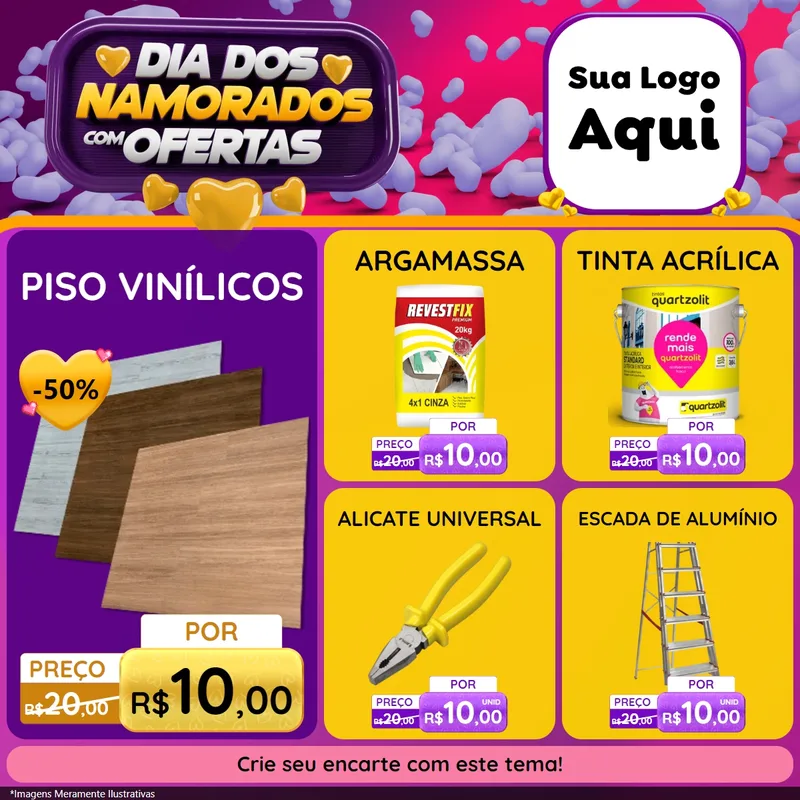 Modelo de Rede Social para Feed Facebook com o tema Dia Dos Namorados Com Ofertas para Material para Construção