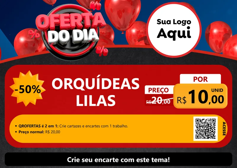 Modelo de Cartaz para Cartaz A4 Horizontal com o tema Oferta do Dia para Floricultura e jardim