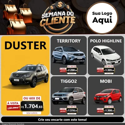 Modelo de Rede Social para Feed Facebook com o tema Semana do Cliente para Concessionaria de Carros