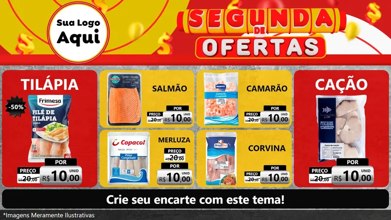 Modelo de TV para TV Horizontal com o tema Segunda de Ofertas para Peixaria