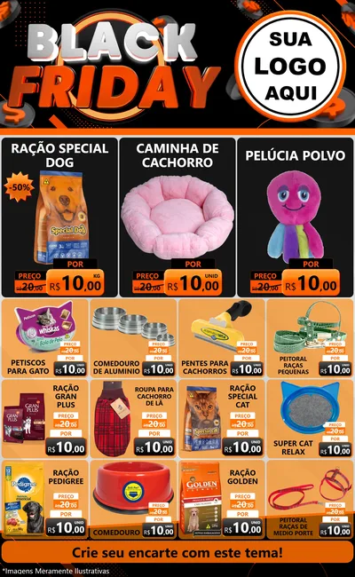 Modelo de Encarte para Encarte Grande com o tema Black Friday para Pet Shop