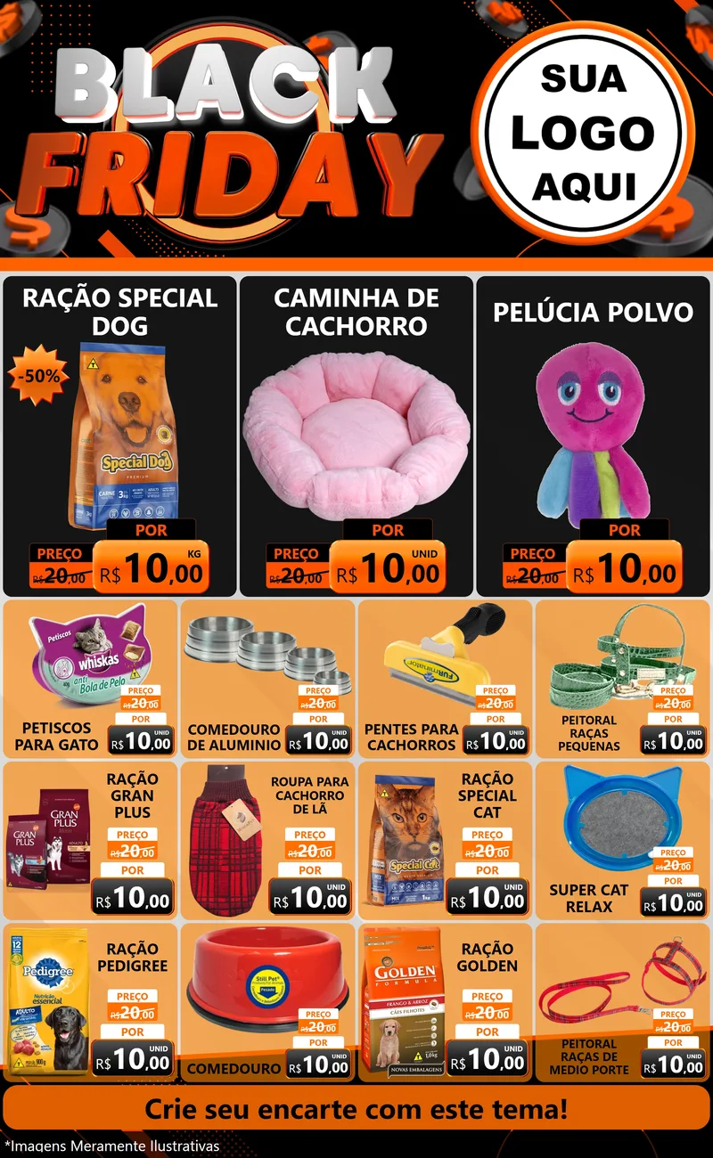 Modelo de Encarte para Encarte Grande com o tema Black Friday para Pet Shop