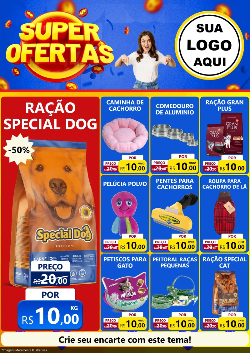 Modelo de Encarte para Encarte A4 Vertical com o tema Super Ofertas para Pet Shop