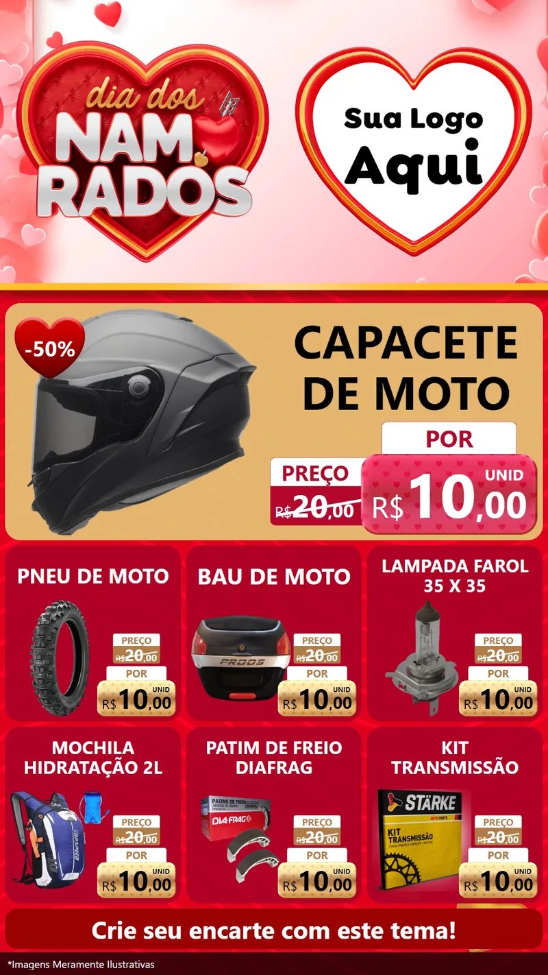 Modelo de Rede Social para Stories com o tema Dia dos Namorados para Moto peças