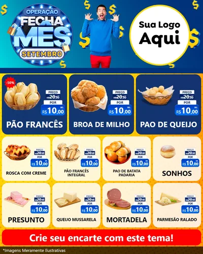 Modelo de Rede Social para Feed Instagram com o tema Operação Fecha Mês Setembro para Padaria