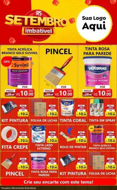 Modelo de Encarte para Encarte Grande com o tema Setembro Imbatível para Tintas e Ferramentas