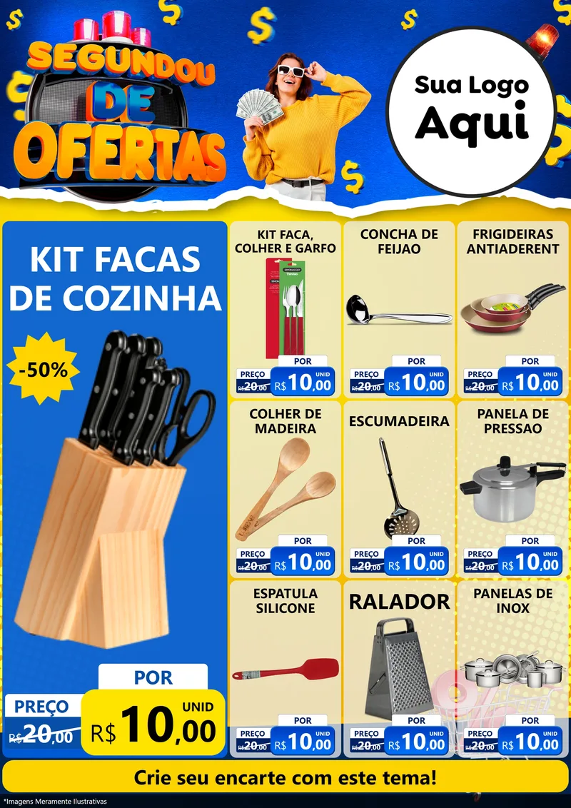 Modelo de Encarte para Encarte A4 Vertical com o tema Segundou de Ofertas para Utilidades Domésticas